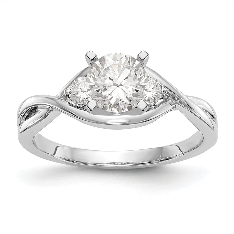 14K Weißgold Verlobungsring mit Peg-Fassung, gekreuztem Design und simuliertem Diamanten