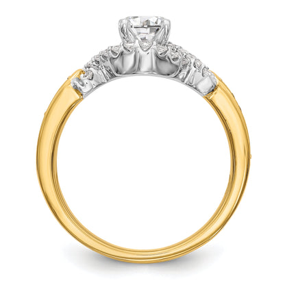 14K Bicolor Verlobungsring mit Peg-Fassung, Kreuzdesign und Zirkonia