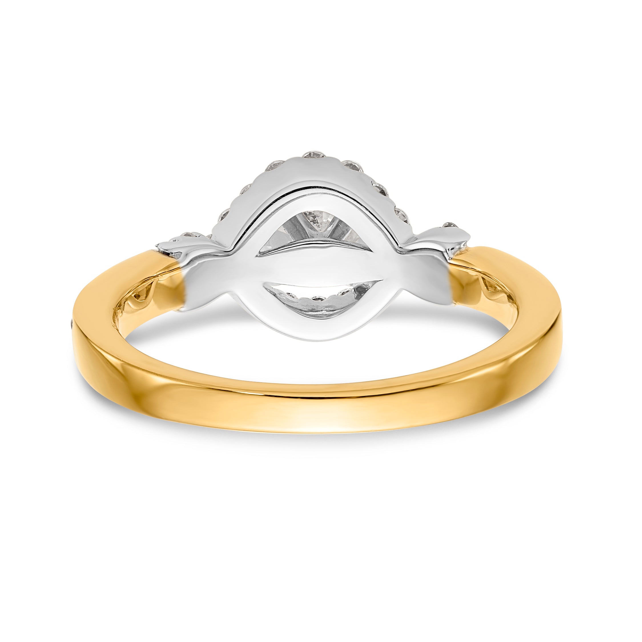 14K Bicolor Verlobungsring mit Peg-Fassung, Kreuzdesign und Zirkonia