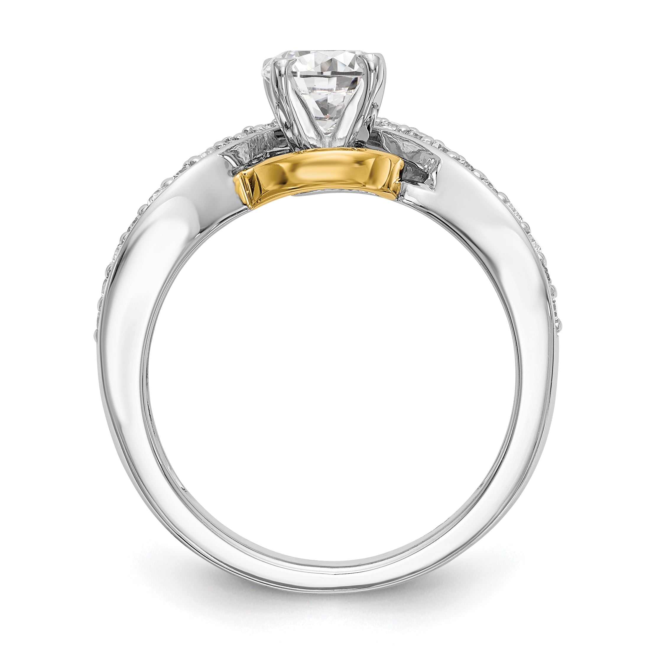 14K Verlobungsring aus Bicolor-Gold mit gekreuzter Fassung und Zirkonia