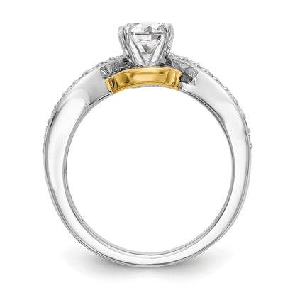 14K Verlobungsring aus Bicolor-Gold mit gekreuzter Fassung und Zirkonia