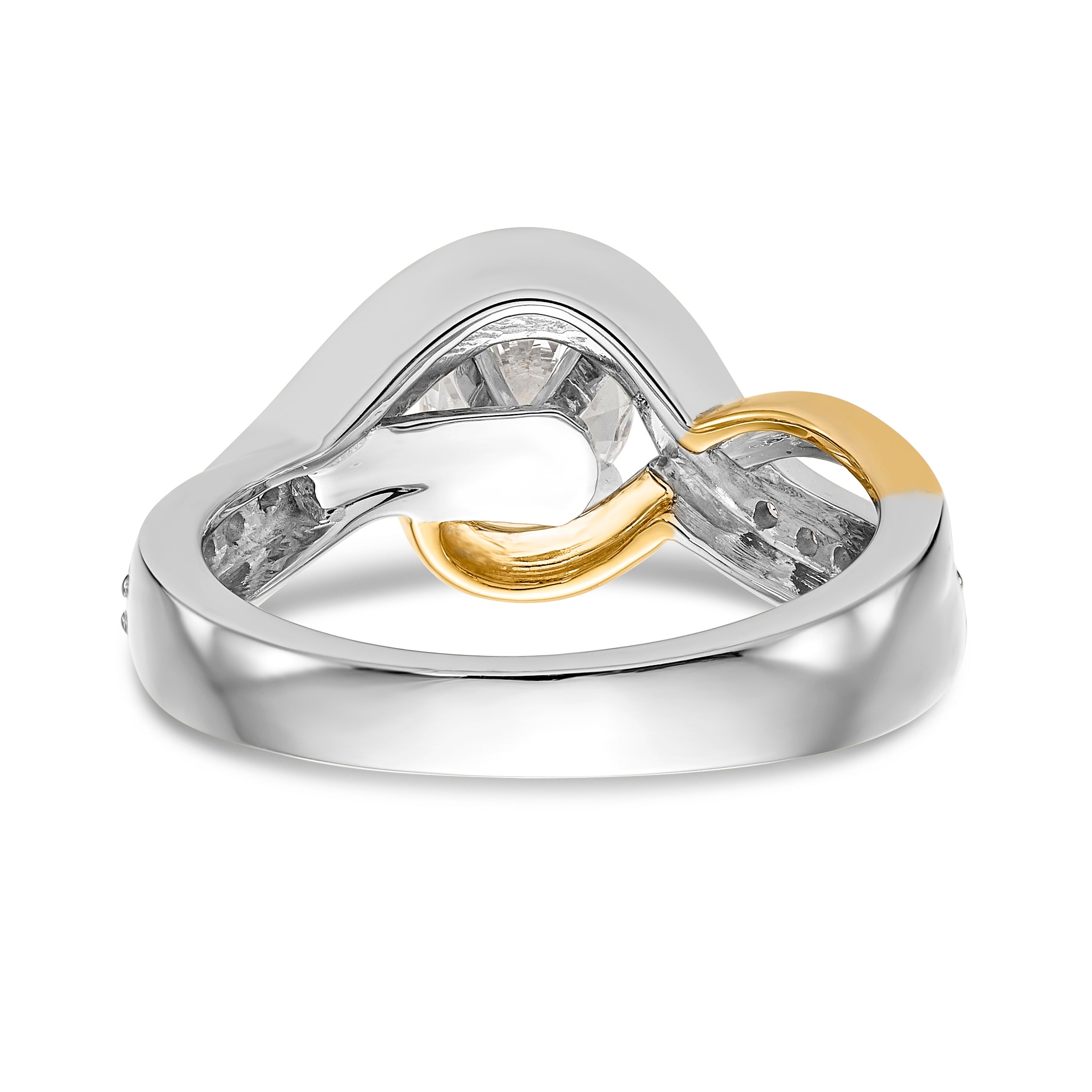 14K Verlobungsring aus Bicolor-Gold mit gekreuzter Fassung und Zirkonia