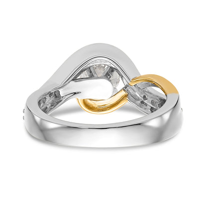 14K Verlobungsring aus Bicolor-Gold mit gekreuzter Fassung und Zirkonia