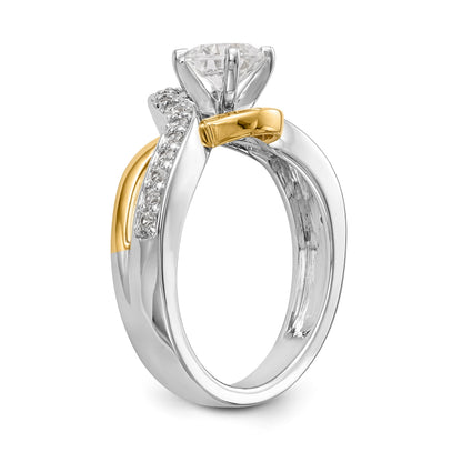 14K Verlobungsring aus Bicolor-Gold mit gekreuzter Fassung und Zirkonia