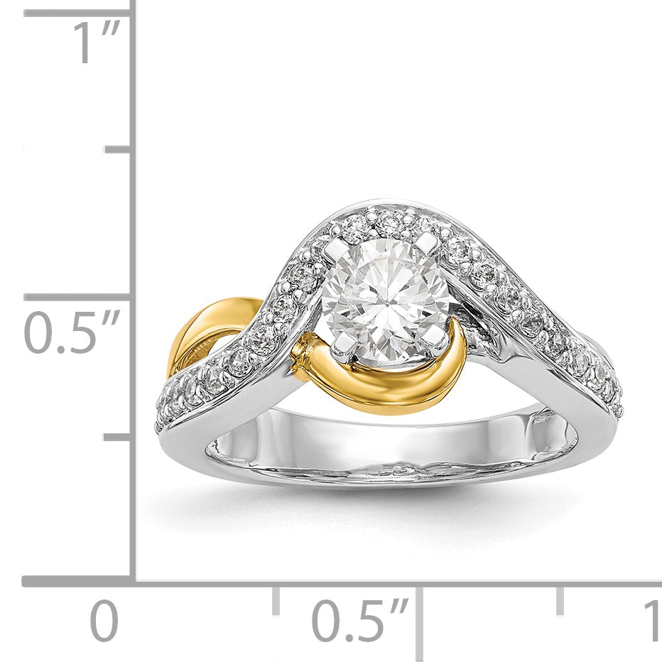 14K Verlobungsring aus Bicolor-Gold mit gekreuzter Fassung und Zirkonia