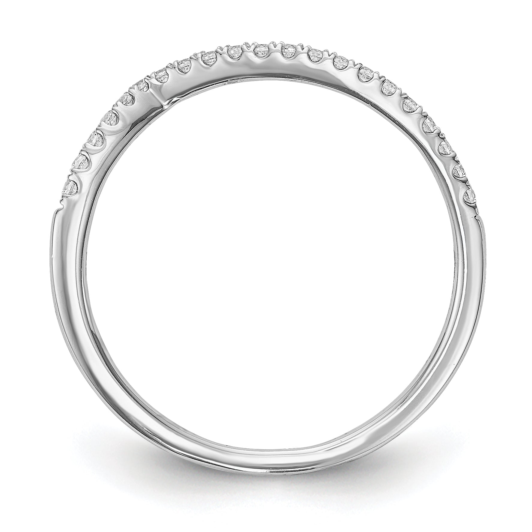 14K Weißgold Diamant-Ehering mit geschwungenem Design