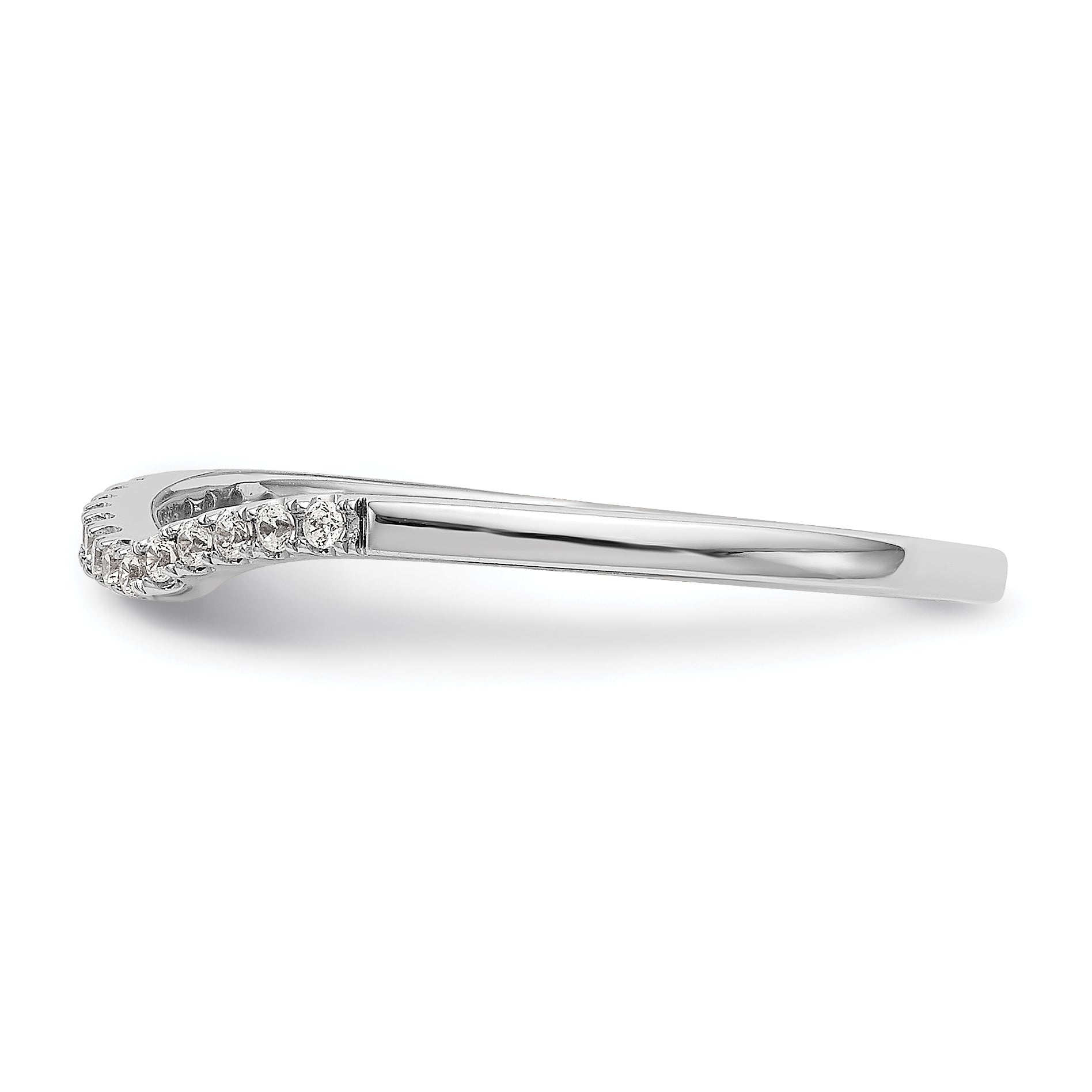 14K Weißgold Diamant-Ehering mit geschwungenem Design