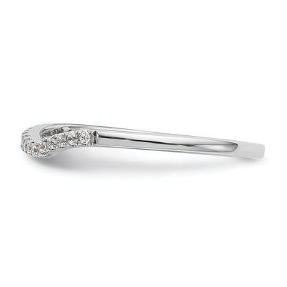 14K Weißgold Diamant-Ehering mit geschwungenem Design