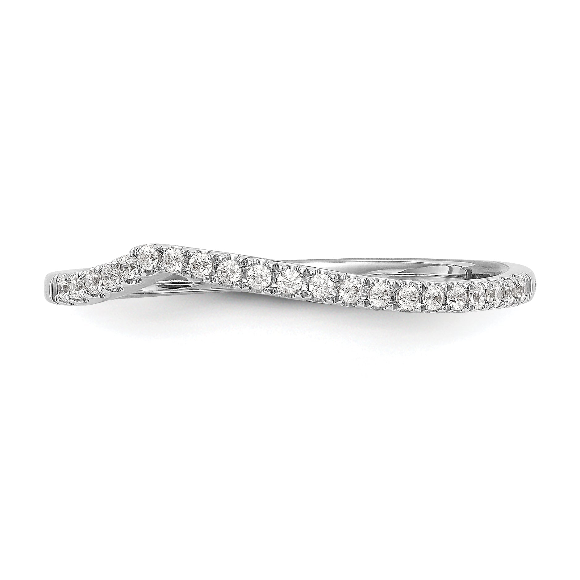 14K Weißgold Diamant-Ehering mit geschwungenem Design
