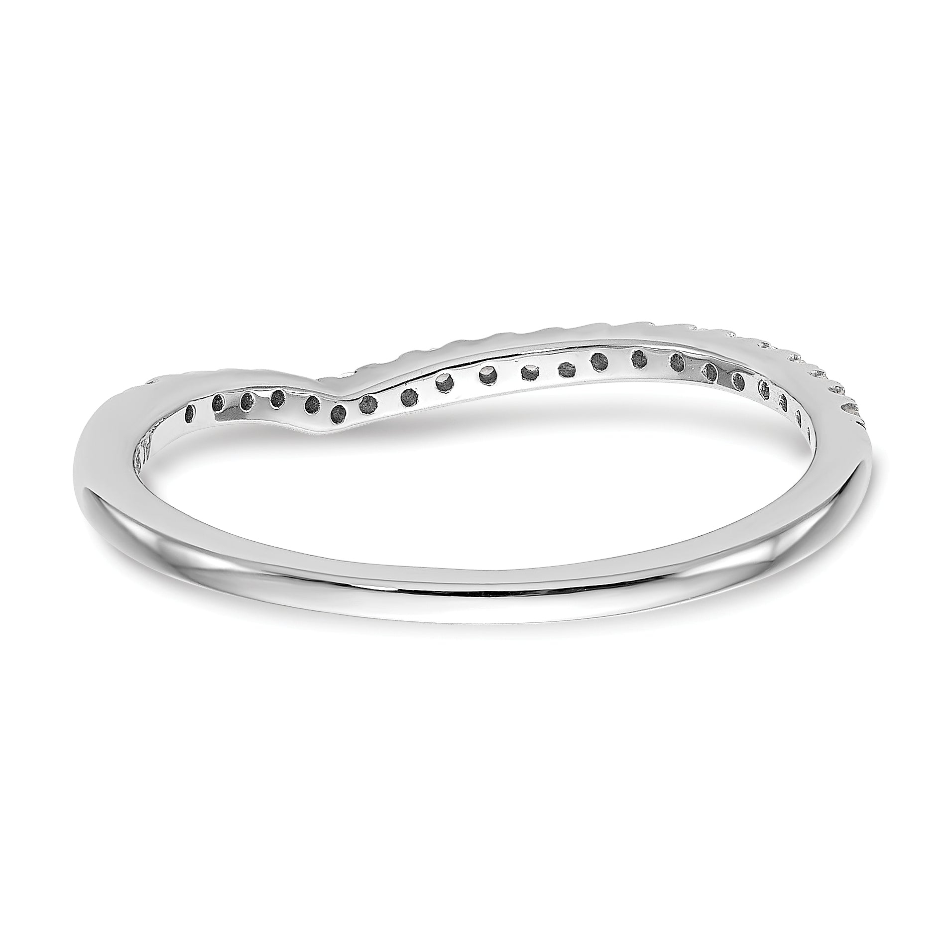 14K Weißgold Diamant-Ehering mit geschwungenem Design