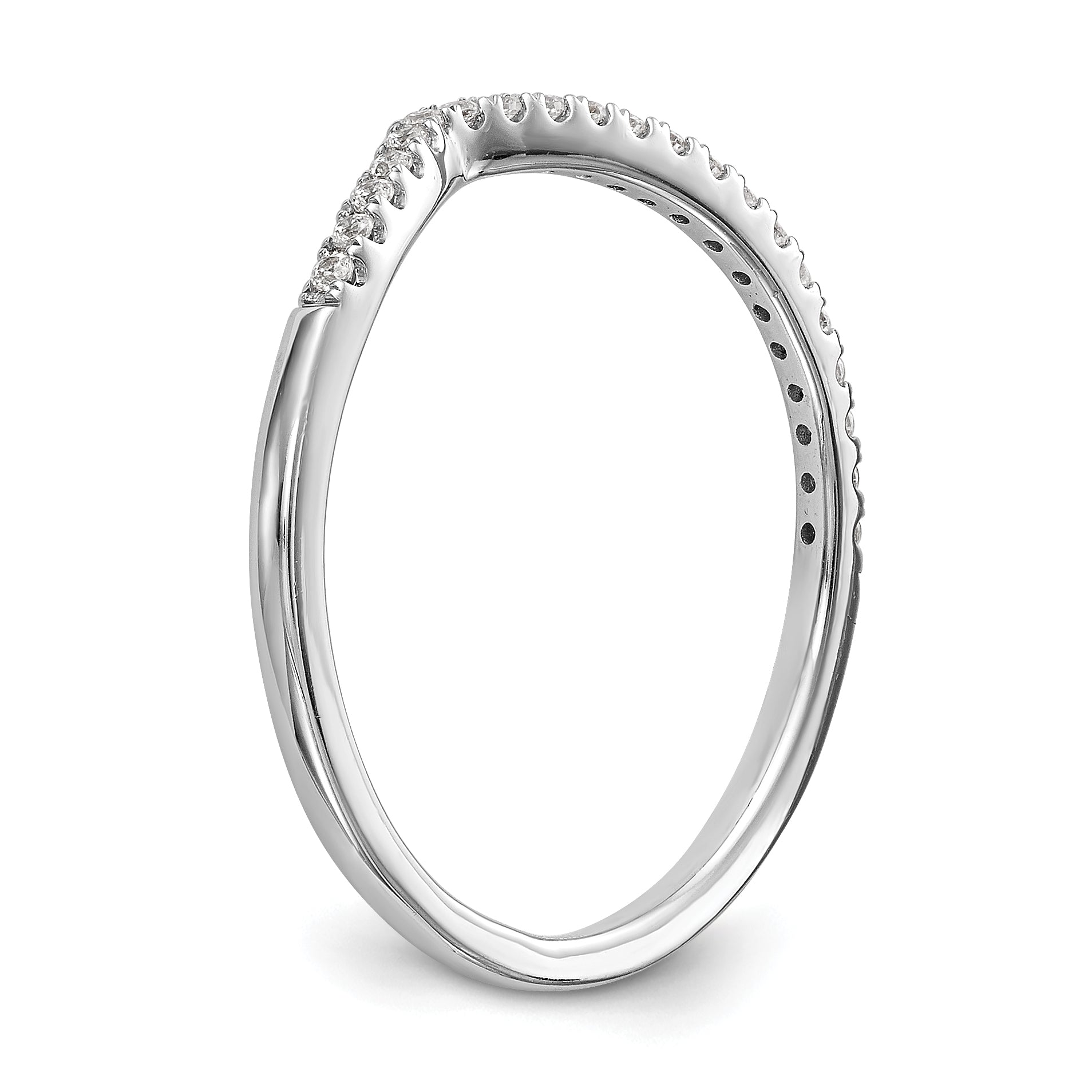 14K Weißgold Diamant-Ehering mit geschwungenem Design