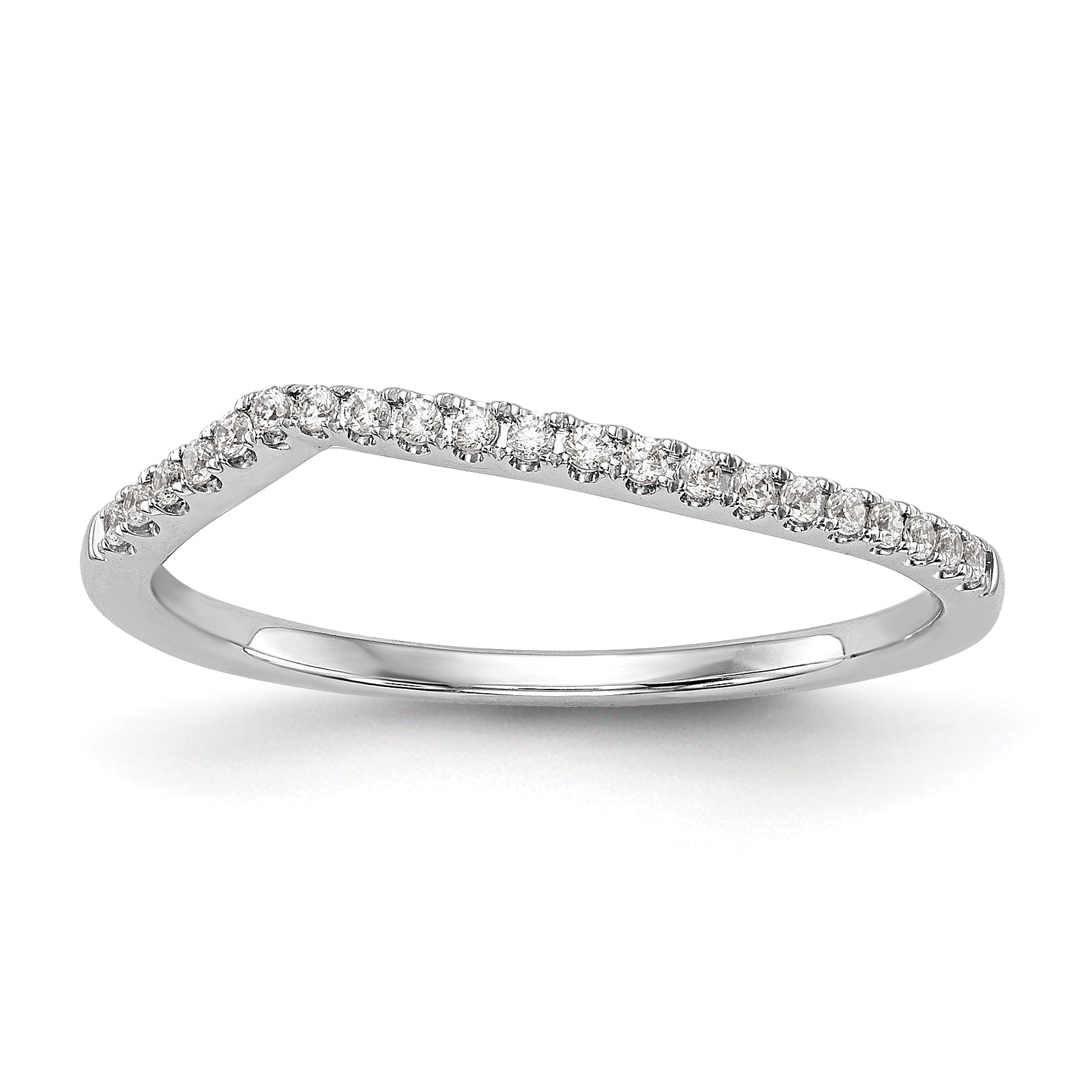 14K Weißgold Diamant-Ehering mit geschwungenem Design