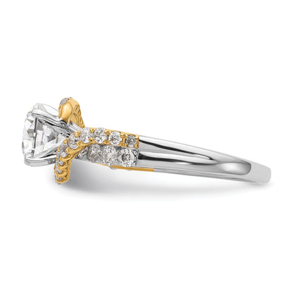 14K Verlobungsring zweifarbig mit gekreuztem Design und Zirkonia in Krappenfassung