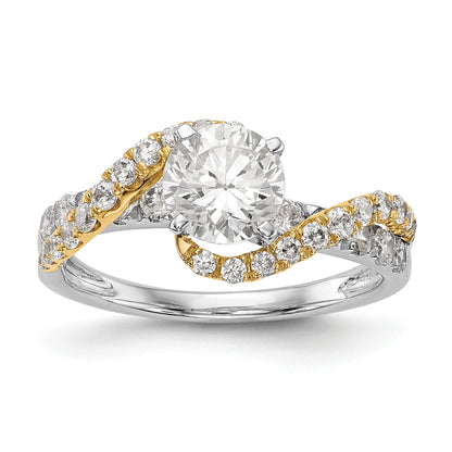 14K Verlobungsring zweifarbig mit gekreuztem Design und Zirkonia in Krappenfassung