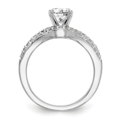Verlobungsring aus 14K Weißgold mit Krappenfassung und simulierten Diamanten im Criss-Cross-Design