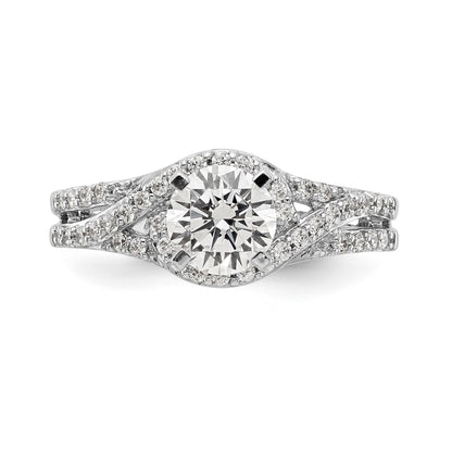Verlobungsring aus 14K Weißgold mit Krappenfassung und simulierten Diamanten im Criss-Cross-Design