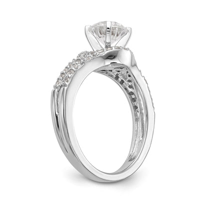Verlobungsring aus 14K Weißgold mit Krappenfassung und simulierten Diamanten im Criss-Cross-Design