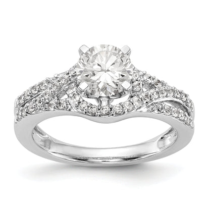 Verlobungsring aus 14K Weißgold mit Krappenfassung und simulierten Diamanten im Criss-Cross-Design