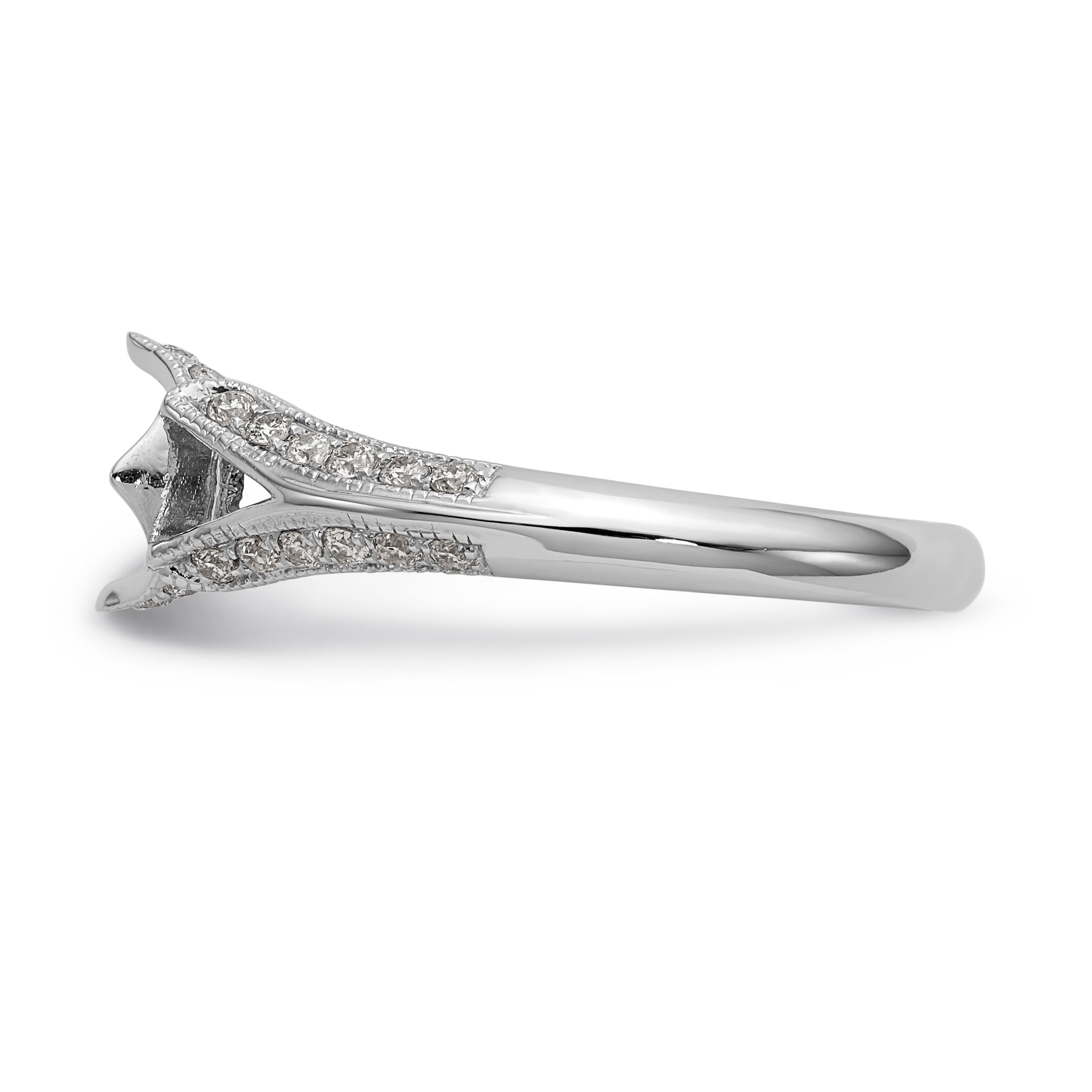 Verlobungsring aus 14 Karat Weißgold mit simuliertem Diamanten im Criss-Cross-Design und Steckfassung