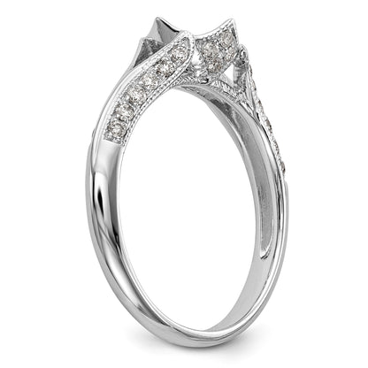Verlobungsring aus 14 Karat Weißgold mit simuliertem Diamanten im Criss-Cross-Design und Steckfassung