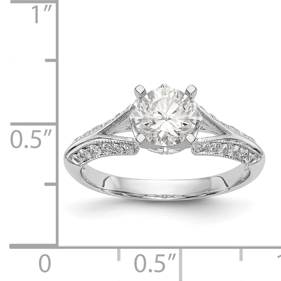 Verlobungsring aus 14 Karat Weißgold mit simuliertem Diamanten im Criss-Cross-Design und Steckfassung