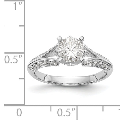 Verlobungsring aus 14 Karat Weißgold mit simuliertem Diamanten im Criss-Cross-Design und Steckfassung