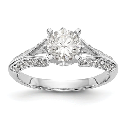 Verlobungsring aus 14 Karat Weißgold mit simuliertem Diamanten im Criss-Cross-Design und Steckfassung