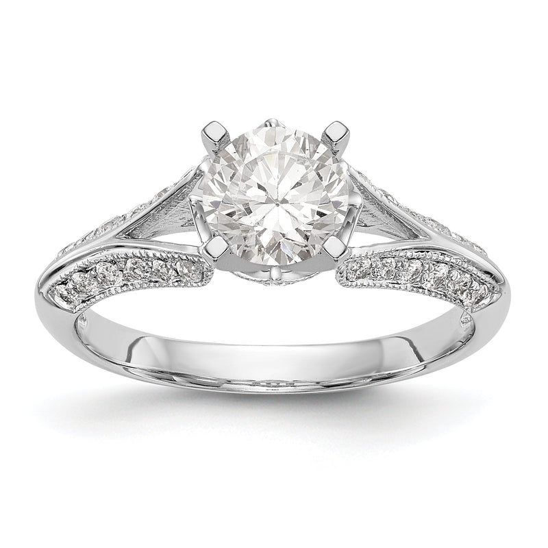 Verlobungsring aus 14 Karat Weißgold mit simuliertem Diamanten im Criss-Cross-Design und Steckfassung