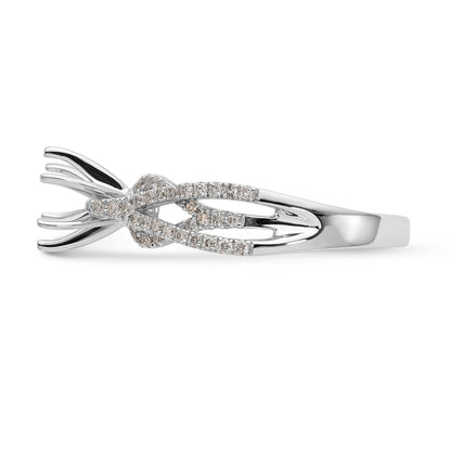 14K Weißgold Verlobungsring mit simulierten Diamanten, Krappenfassung, Criss-Cross-Design
