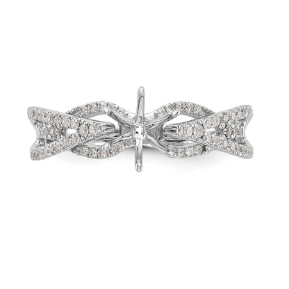 14K Weißgold Verlobungsring mit simulierten Diamanten, Krappenfassung, Criss-Cross-Design