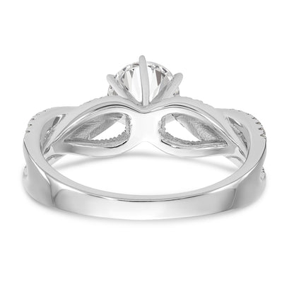 14K Weißgold Verlobungsring mit simulierten Diamanten, Krappenfassung, Criss-Cross-Design