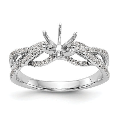 14K Weißgold Verlobungsring mit simulierten Diamanten, Krappenfassung, Criss-Cross-Design