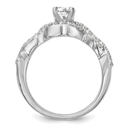 Verlobungsring aus 14K Weißgold mit überkreuztem Design und simuliertem Diamant in Krappenfassung