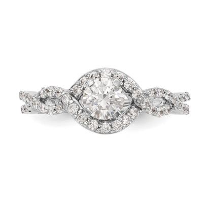 Verlobungsring aus 14K Weißgold mit überkreuztem Design und simuliertem Diamant in Krappenfassung