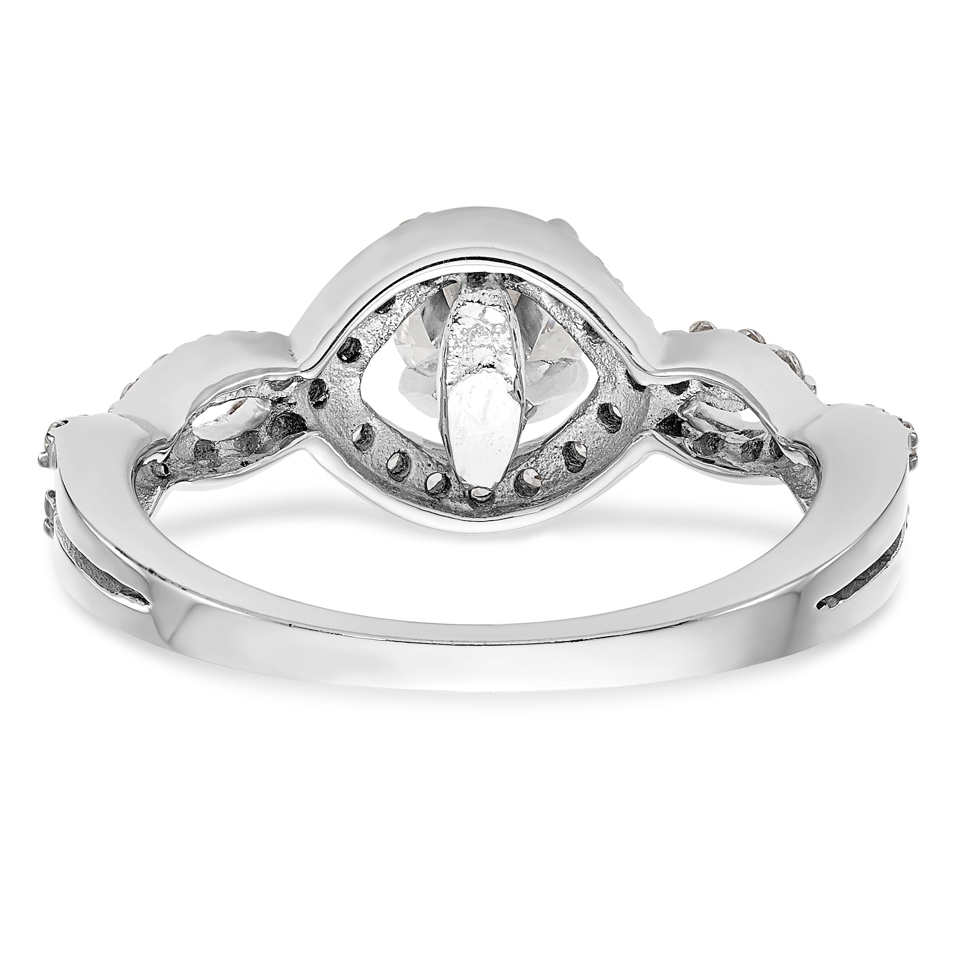 Verlobungsring aus 14K Weißgold mit überkreuztem Design und simuliertem Diamant in Krappenfassung