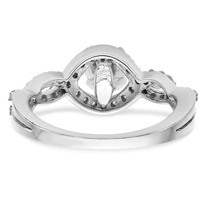 Verlobungsring aus 14K Weißgold mit überkreuztem Design und simuliertem Diamant in Krappenfassung