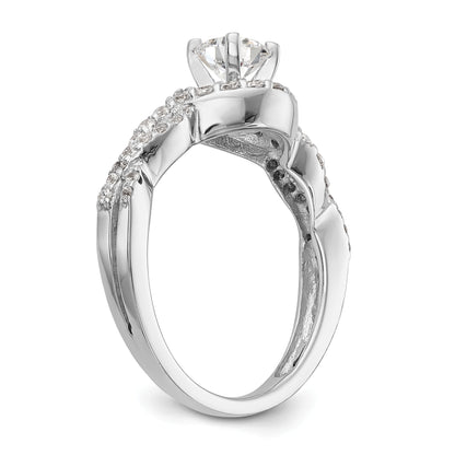 Verlobungsring aus 14K Weißgold mit überkreuztem Design und simuliertem Diamant in Krappenfassung