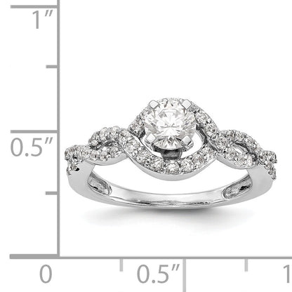 Verlobungsring aus 14K Weißgold mit überkreuztem Design und simuliertem Diamant in Krappenfassung