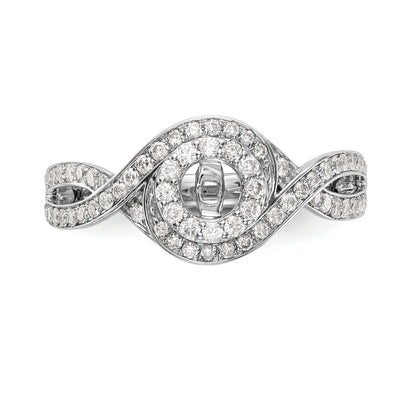 14K Weißgold Verlobungsring mit Peg-Fassung und simulierten Diamanten im Criss-Cross-Design
