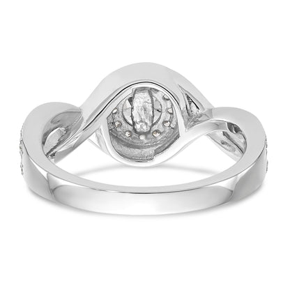 14K Weißgold Verlobungsring mit Peg-Fassung und simulierten Diamanten im Criss-Cross-Design