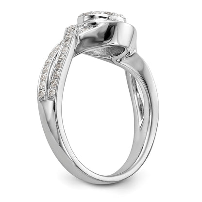 14K Weißgold Verlobungsring mit Peg-Fassung und simulierten Diamanten im Criss-Cross-Design