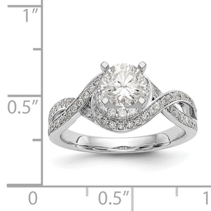 14K Weißgold Verlobungsring mit Peg-Fassung und simulierten Diamanten im Criss-Cross-Design