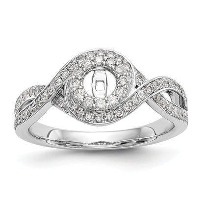 14K Weißgold Verlobungsring mit Peg-Fassung und simulierten Diamanten im Criss-Cross-Design