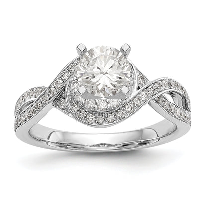 14K Weißgold Verlobungsring mit Peg-Fassung und simulierten Diamanten im Criss-Cross-Design