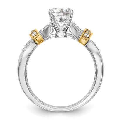14K Bicolor Verlobungsring mit Peg-Fassung und gekreuzten Zirkonia, poliert