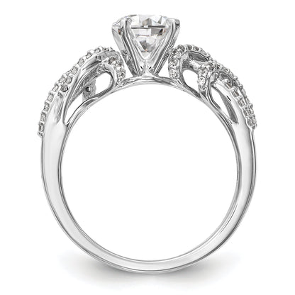 14K Weißgold Verlobungsring mit Krappenfassung und simulierten Diamanten im Criss-Cross-Design