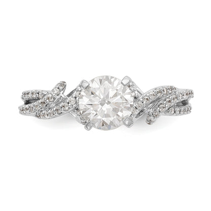 14K Weißgold Verlobungsring mit Krappenfassung und simulierten Diamanten im Criss-Cross-Design