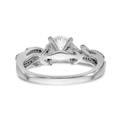 14K Weißgold Verlobungsring mit Krappenfassung und simulierten Diamanten im Criss-Cross-Design