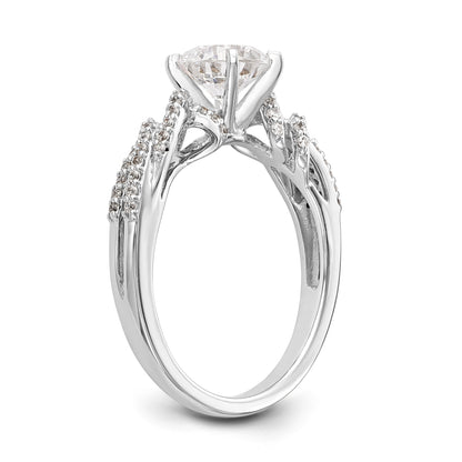 14K Weißgold Verlobungsring mit Krappenfassung und simulierten Diamanten im Criss-Cross-Design