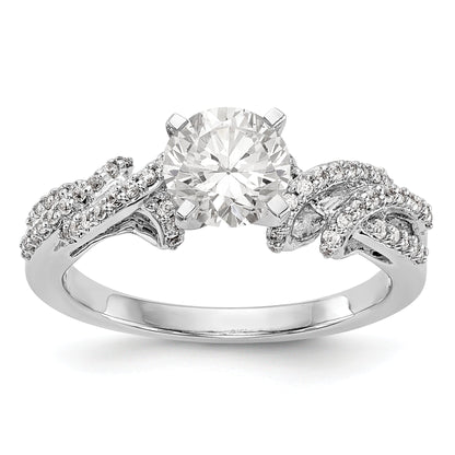 14K Weißgold Verlobungsring mit Krappenfassung und simulierten Diamanten im Criss-Cross-Design